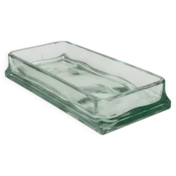 Plateau rectangulaire vintage en verre épais teinté vert pâle