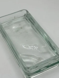 Plateau rectangulaire vintage en verre épais teinté vert pâle