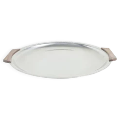 Plateau rond en acier inoxydable, design danois, années 1970, fabriqué au Danemark