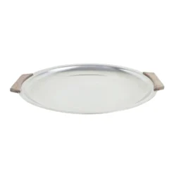Plateau rond en acier inoxydable, design danois, années 1970, fabriqué au Danemark