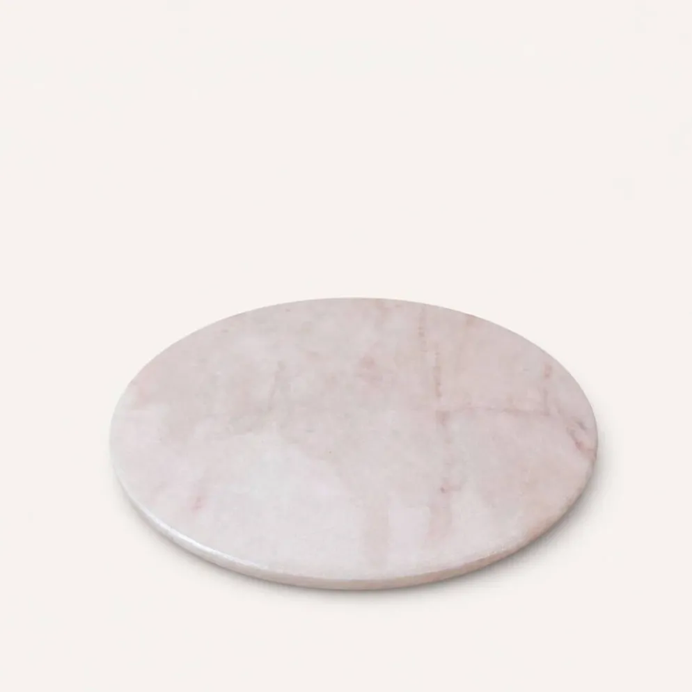 Plateau rond en marbre rose