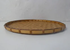 Plateau rond en rotin