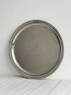 Plateau rond miroir en métal brillant