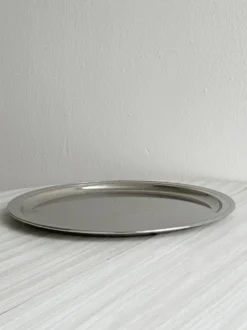 Plateau rond miroir en métal brillant
