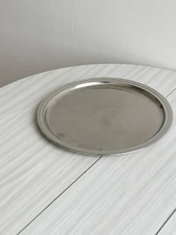 Plateau rond miroir en métal brillant