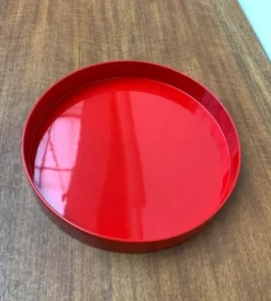 Plateau rouge vintage de l'ère spatiale de Boltze Design, années 1970