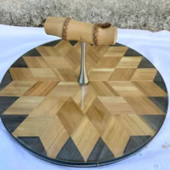Plateau service marqueterie paille