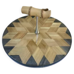 Plateau service marqueterie paille