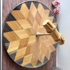 Plateau service marqueterie paille