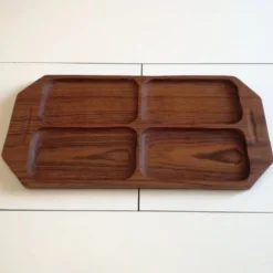 Plateau serviteur rectangulaire en teck massif