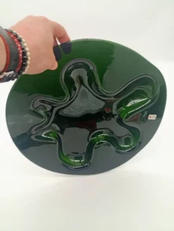 Plateau Verre Holmegaard Ikebana Michaël Bang Vert Forme Libre Vintage 1970