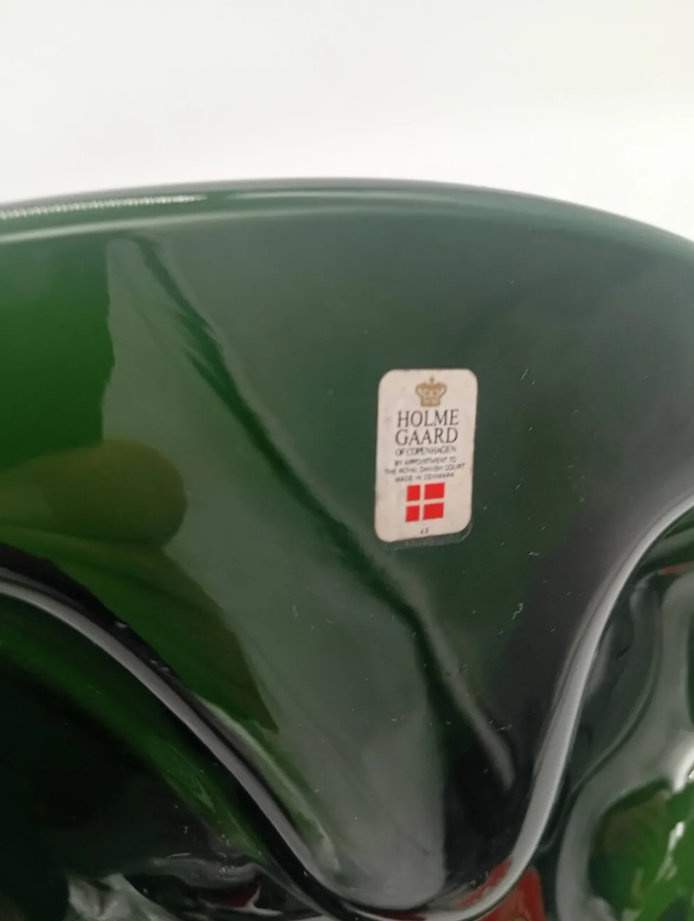 Plateau Verre Holmegaard Ikebana Michaël Bang Vert Forme Libre Vintage 1970
