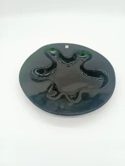 Plateau Verre Holmegaard Ikebana Michaël Bang Vert Forme Libre Vintage 1970