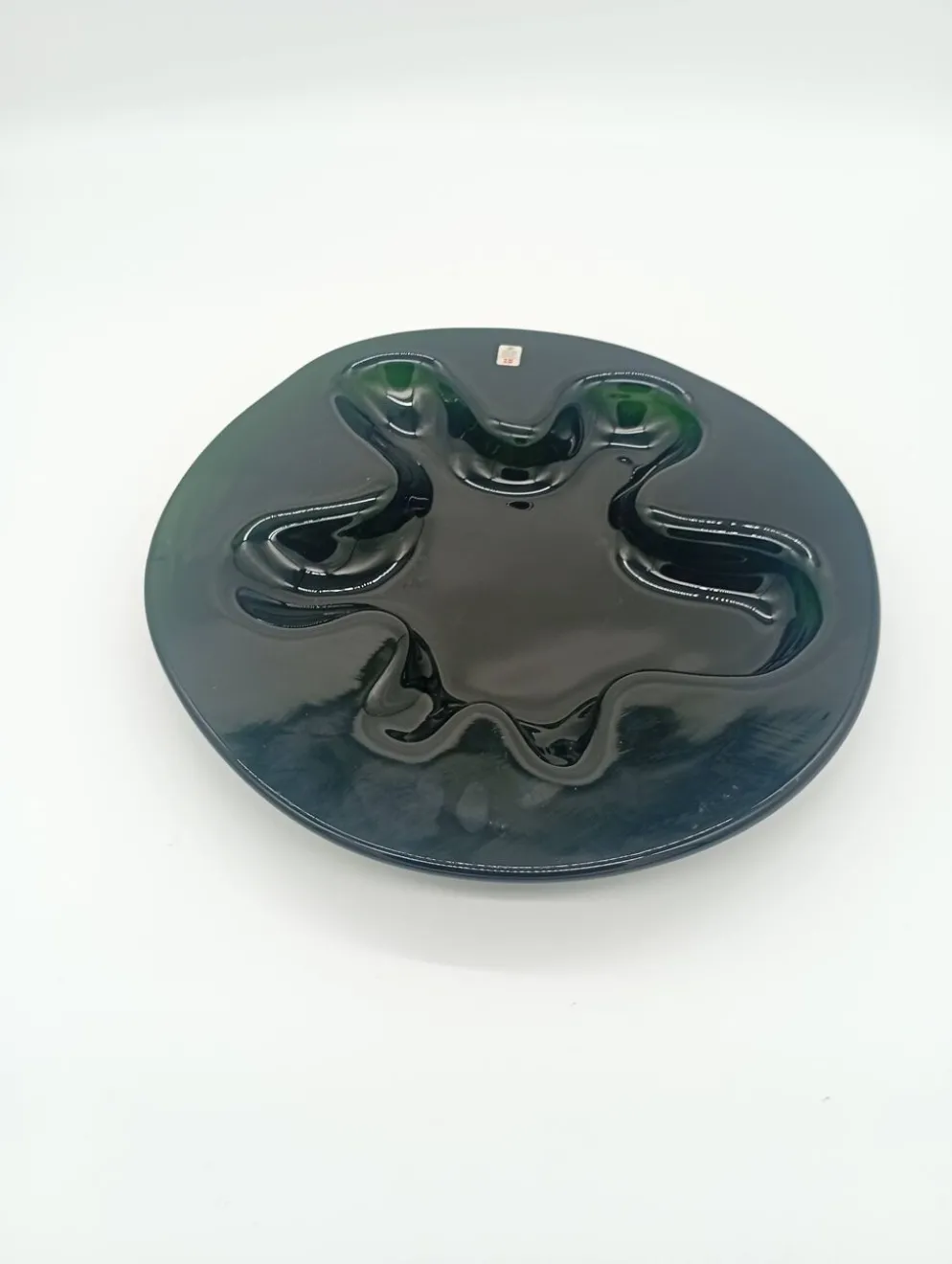 Plateau Verre Holmegaard Ikebana Michaël Bang Vert Forme Libre Vintage 1970