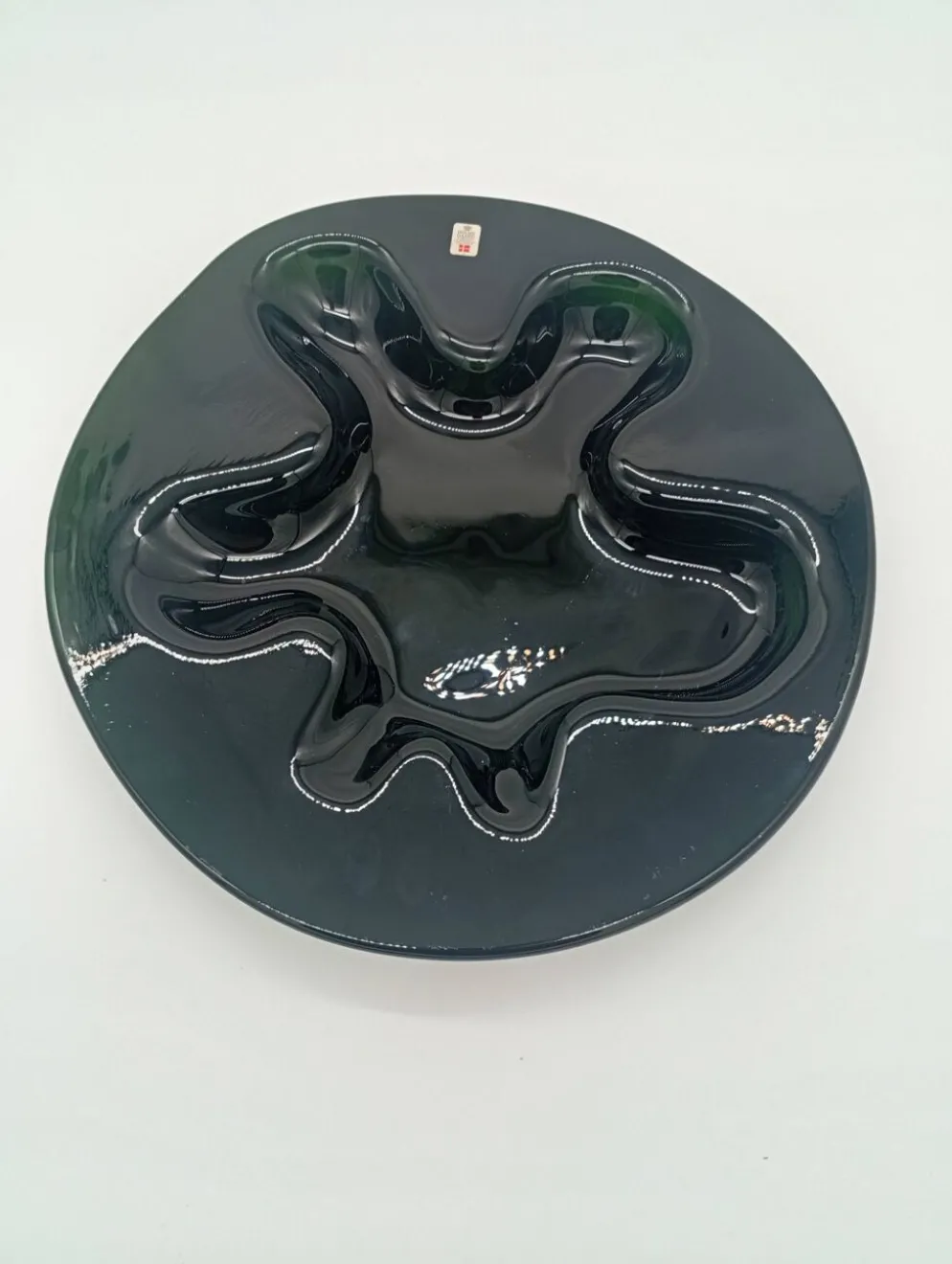 Plateau Verre Holmegaard Ikebana Michaël Bang Vert Forme Libre Vintage 1970