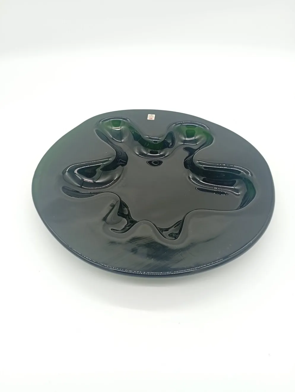 Plateau Verre Holmegaard Ikebana Michaël Bang Vert Forme Libre Vintage 1970
