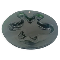 Plateau Verre Holmegaard Ikebana Michaël Bang Vert Forme Libre Vintage 1970
