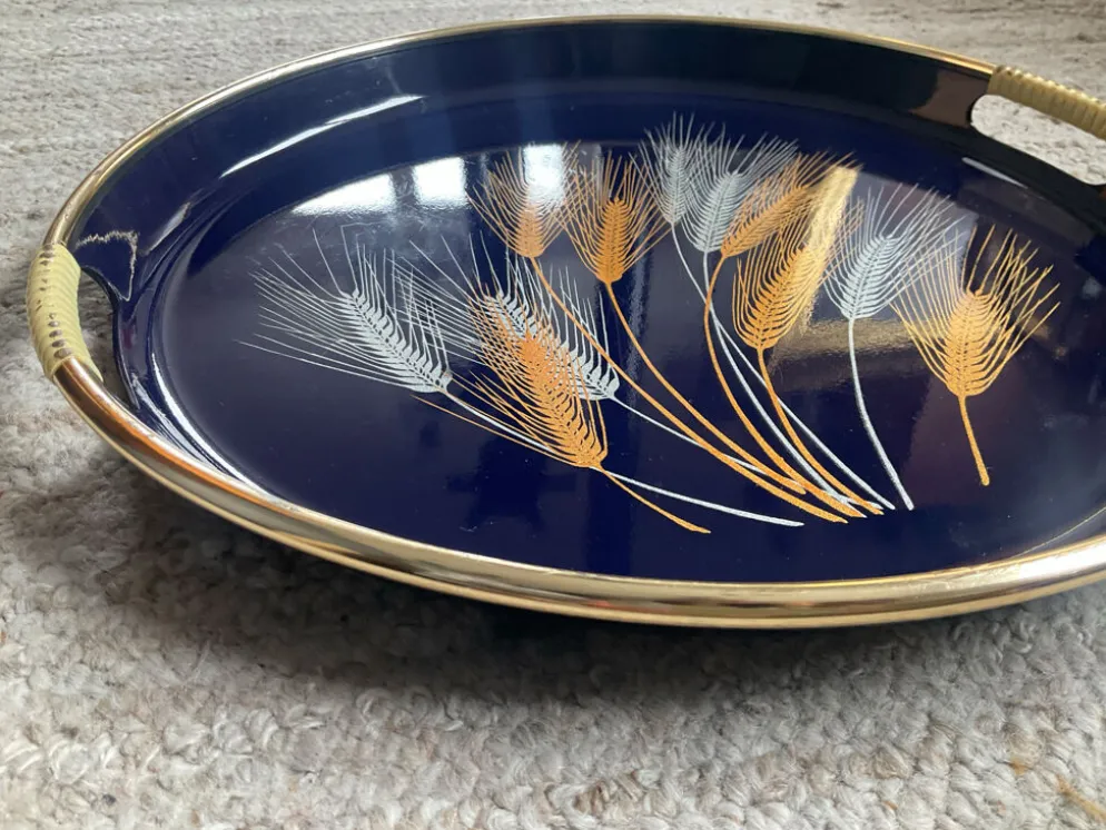 Plateau vintage années 70 en bois laqué