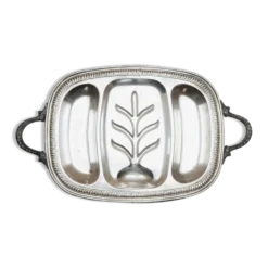 Plateau vintage en métal argenté - plat à rôtir en argent - design classique - Italie - années 1950
