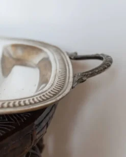 Plateau vintage en métal argenté - plat à rôtir en argent - design classique - Italie - années 1950