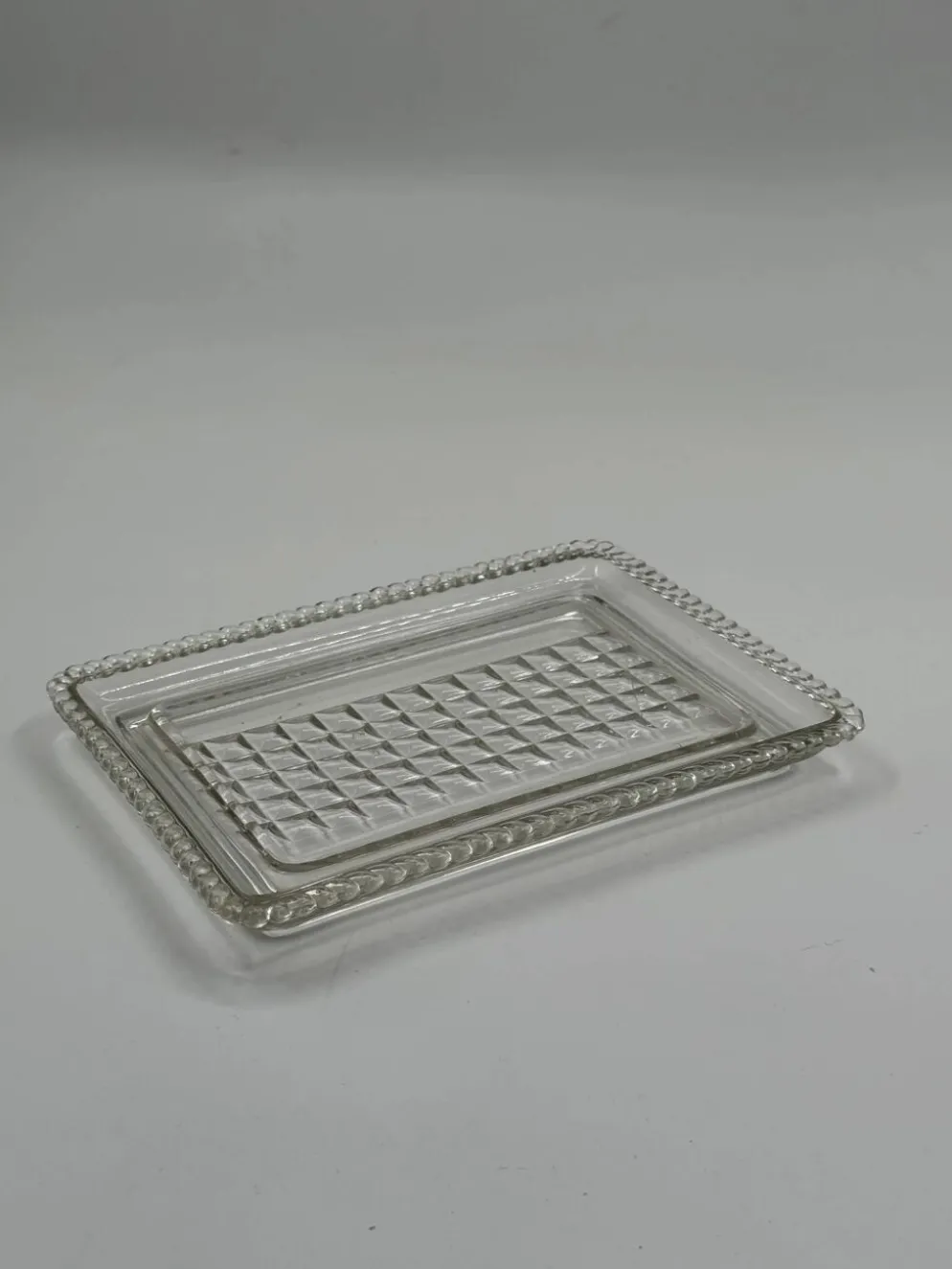 Plateau vintage en verre texturé
