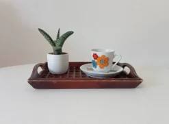 Plateau vintage fait main art populaire asie
