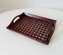 Plateau vintage fait main art populaire asie