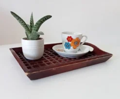 Plateau vintage fait main art populaire asie