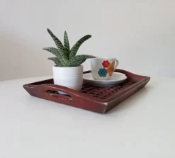 Plateau vintage fait main art populaire asie