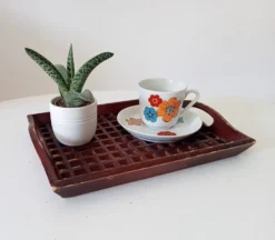 Plateau vintage fait main art populaire asie