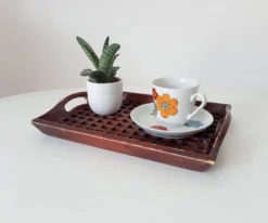 Plateau vintage fait main art populaire asie