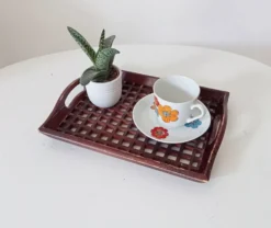 Plateau vintage fait main art populaire asie