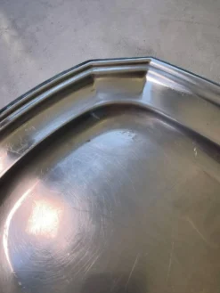 Plateau vintage octogonal en inox 18/8, style Art déco, années 1950-70