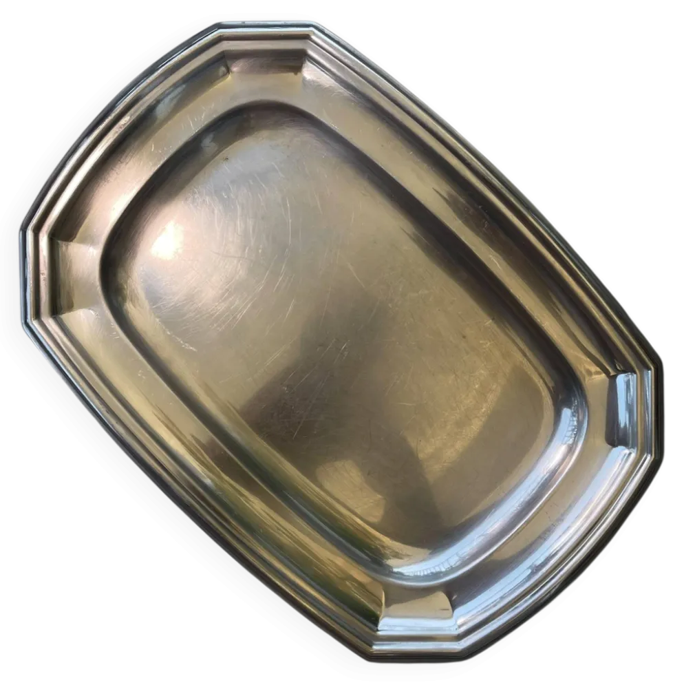 Plateau vintage octogonal en inox 18/8, style Art déco, années 1950-70