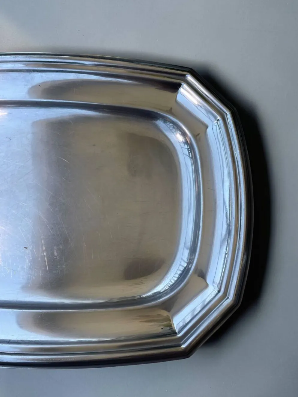 Plateau vintage octogonal en inox 18/8, style Art déco, années 1950-70
