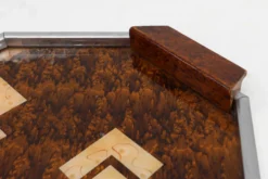Plateau à whisky Art Déco en métal et bois, Belgique années 1920