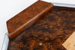 Plateau à whisky Art Déco en métal et bois, Belgique années 1920