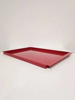 Plateaux en métal rouge vintage italien / Service décoratif moderne du milieu du siècle