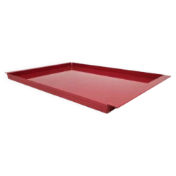 Plateaux en métal rouge vintage italien / Service décoratif moderne du milieu du siècle