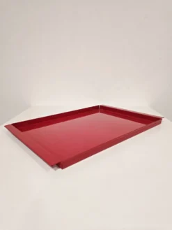 Plateaux en métal rouge vintage italien / Service décoratif moderne du milieu du siècle