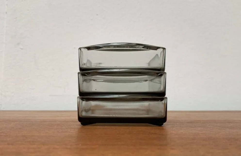 Plateaux en verre cabaret danois du milieu du siècle de Holmegaard, années 1960, ensemble de 3