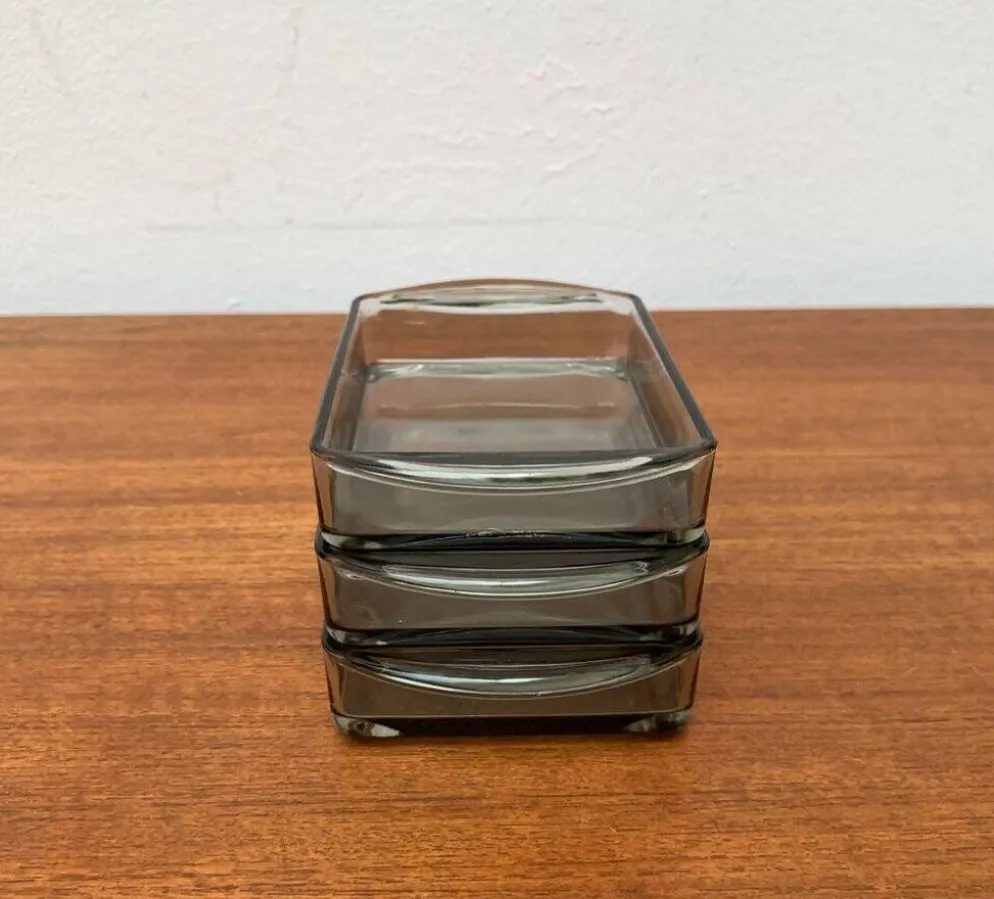 Plateaux en verre cabaret danois du milieu du siècle de Holmegaard, années 1960, ensemble de 3