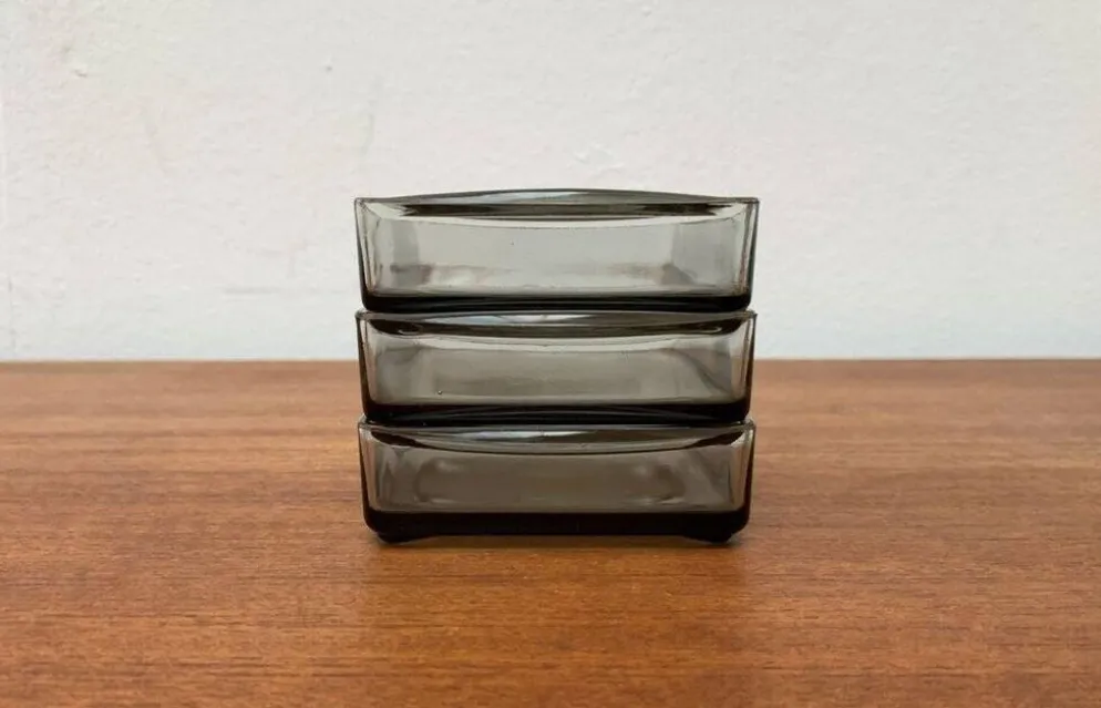 Plateaux en verre cabaret danois du milieu du siècle de Holmegaard, années 1960, ensemble de 3