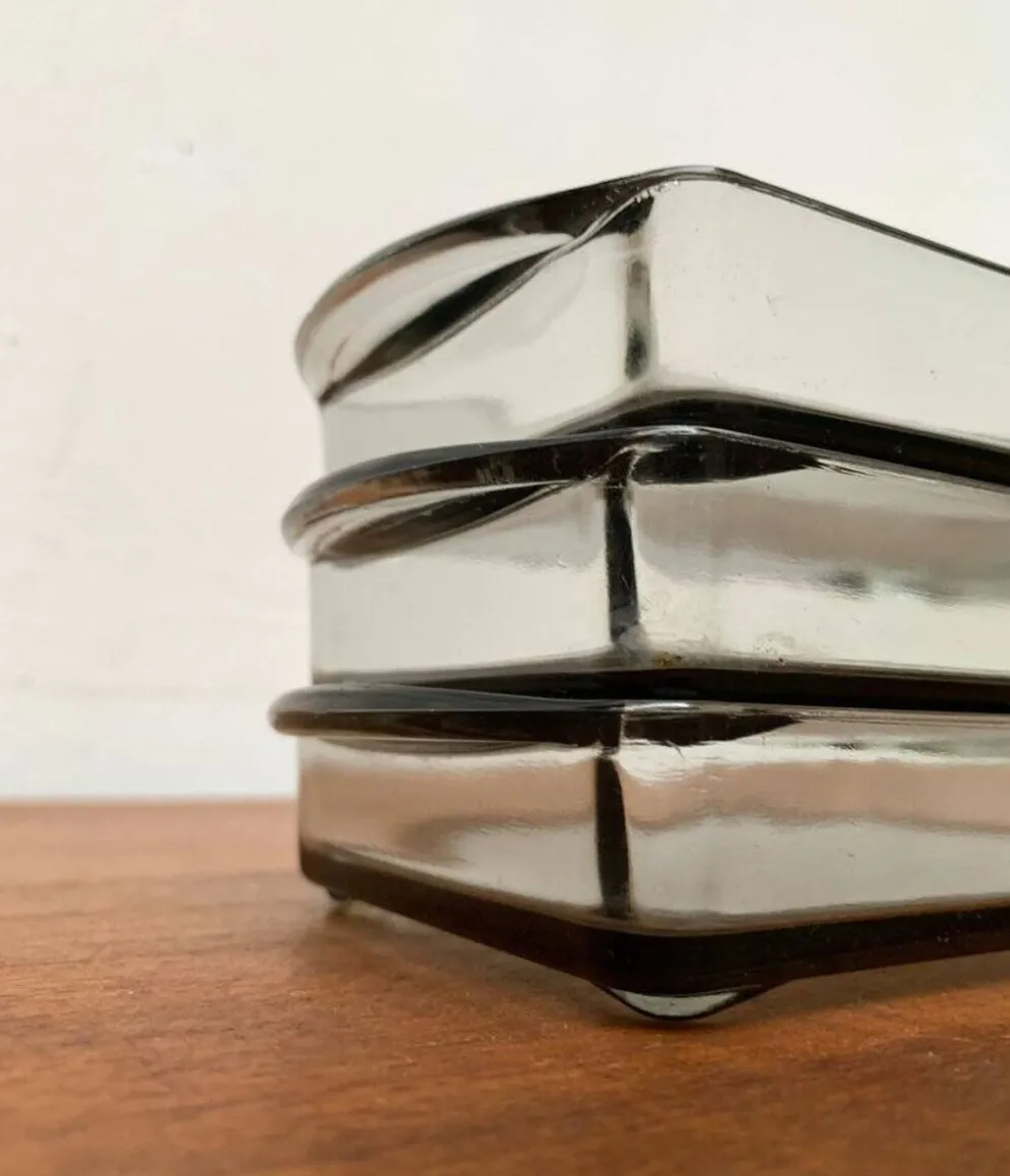 Plateaux en verre cabaret danois du milieu du siècle de Holmegaard, années 1960, ensemble de 3