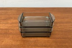Plateaux en verre cabaret danois du milieu du siècle de Holmegaard, années 1960, ensemble de 3