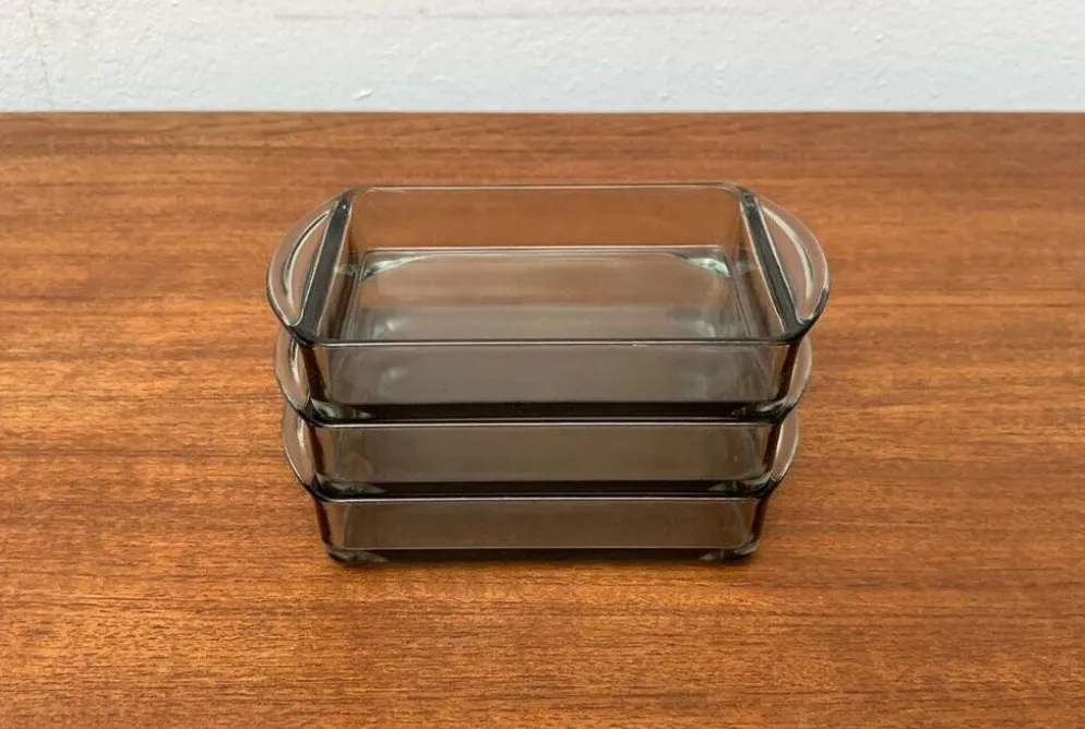 Plateaux en verre cabaret danois du milieu du siècle de Holmegaard, années 1960, ensemble de 3