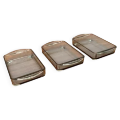 Plateaux en verre cabaret danois du milieu du siècle de Holmegaard, années 1960, ensemble de 3