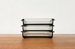 Plateaux en verre cabaret danois du milieu du siècle de Holmegaard, années 1960, ensemble de 3