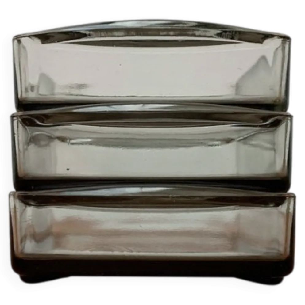 Plateaux en verre cabaret danois du milieu du siècle de Holmegaard, années 1960, ensemble de 3