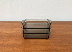 Plateaux en verre cabaret danois du milieu du siècle de Holmegaard, années 1960, ensemble de 3